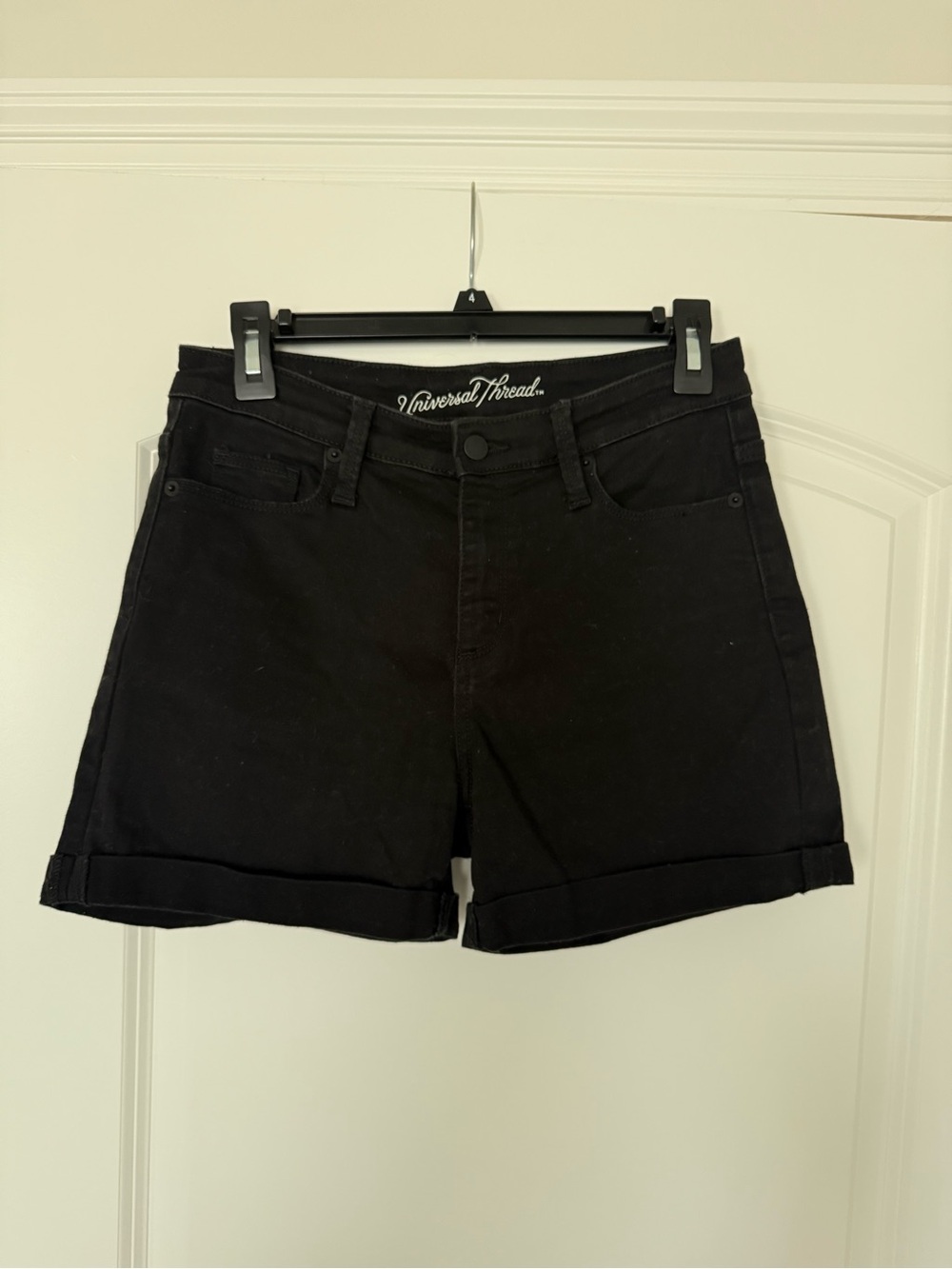 Universal Thread Black High-Rise Midi Denim Shorts
